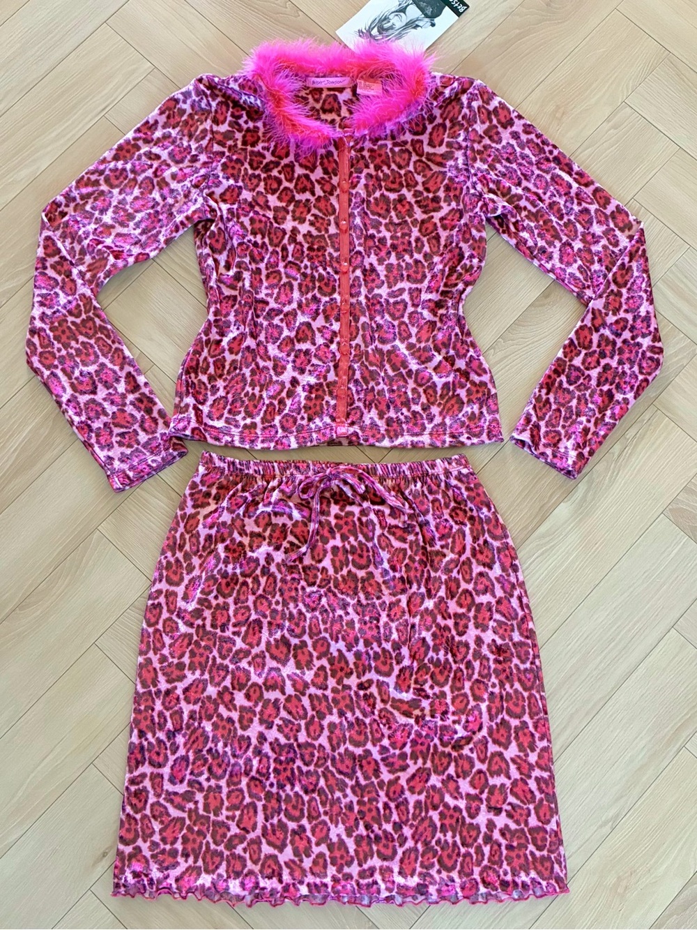 NWT Vintage Y2K BimboCore Betsey Johnson Leopard Outfit sz XS